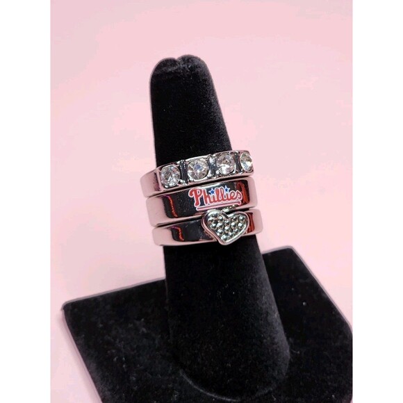 MLB Phillies 3 Ring Stacked Set Philadelphia Team Souvenir Official Baseball Fan - Picture 1 of 13